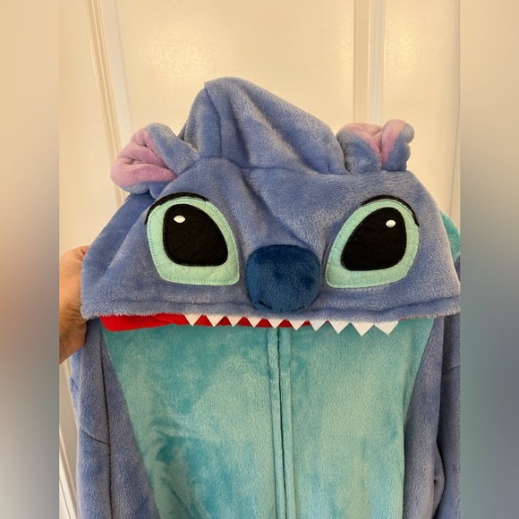 Stitch Hooded Plush Unisex One Piece Pajama Costume XL - Picture 3 of 4